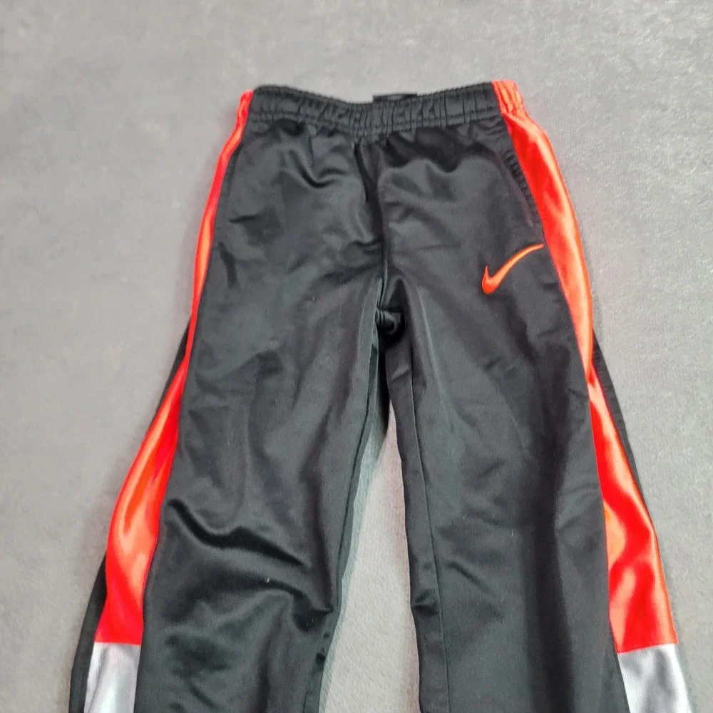 Nike Track Pants Kids 3T Black Red Silver Side Stripe Athletic Swoosh‎ Joggers